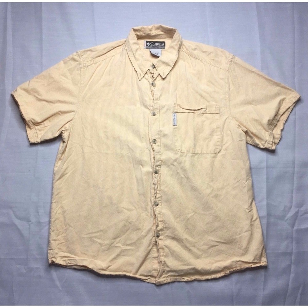 Columbia Sportswear XCO Short Sleeve Button Front Outdoors Shirt, Yellow, Med, B